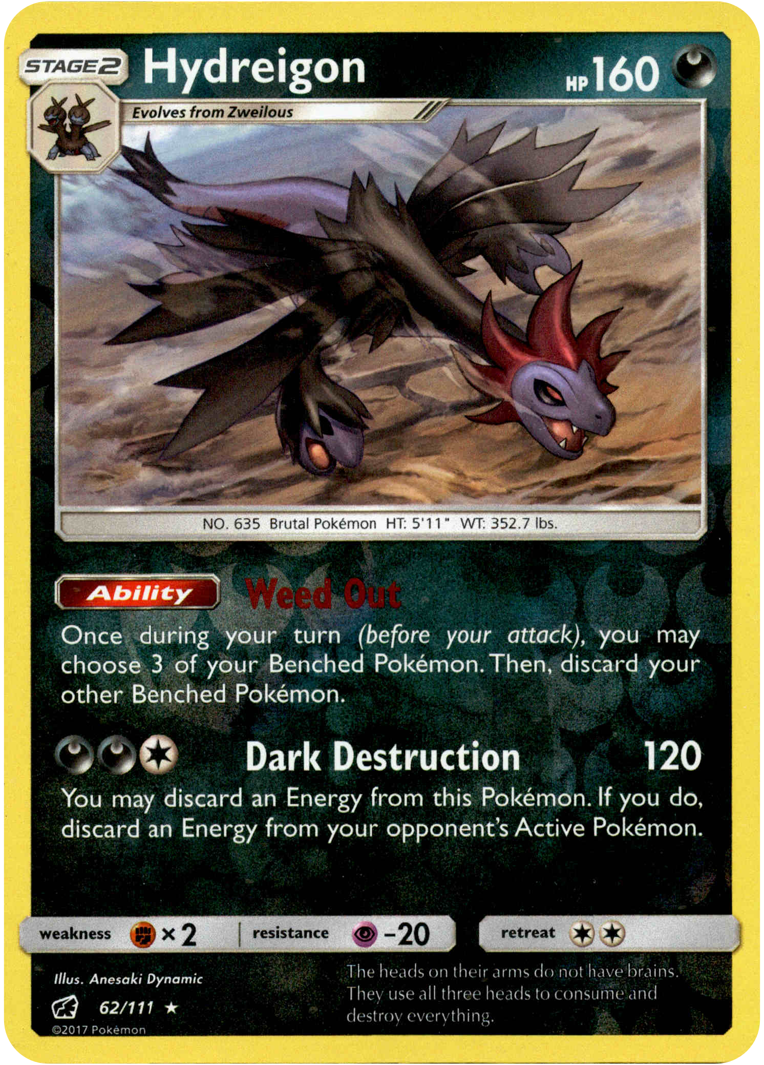Hydreigon - 62/111 - Crimson Invasion - Reverse Holo - Card Cavern