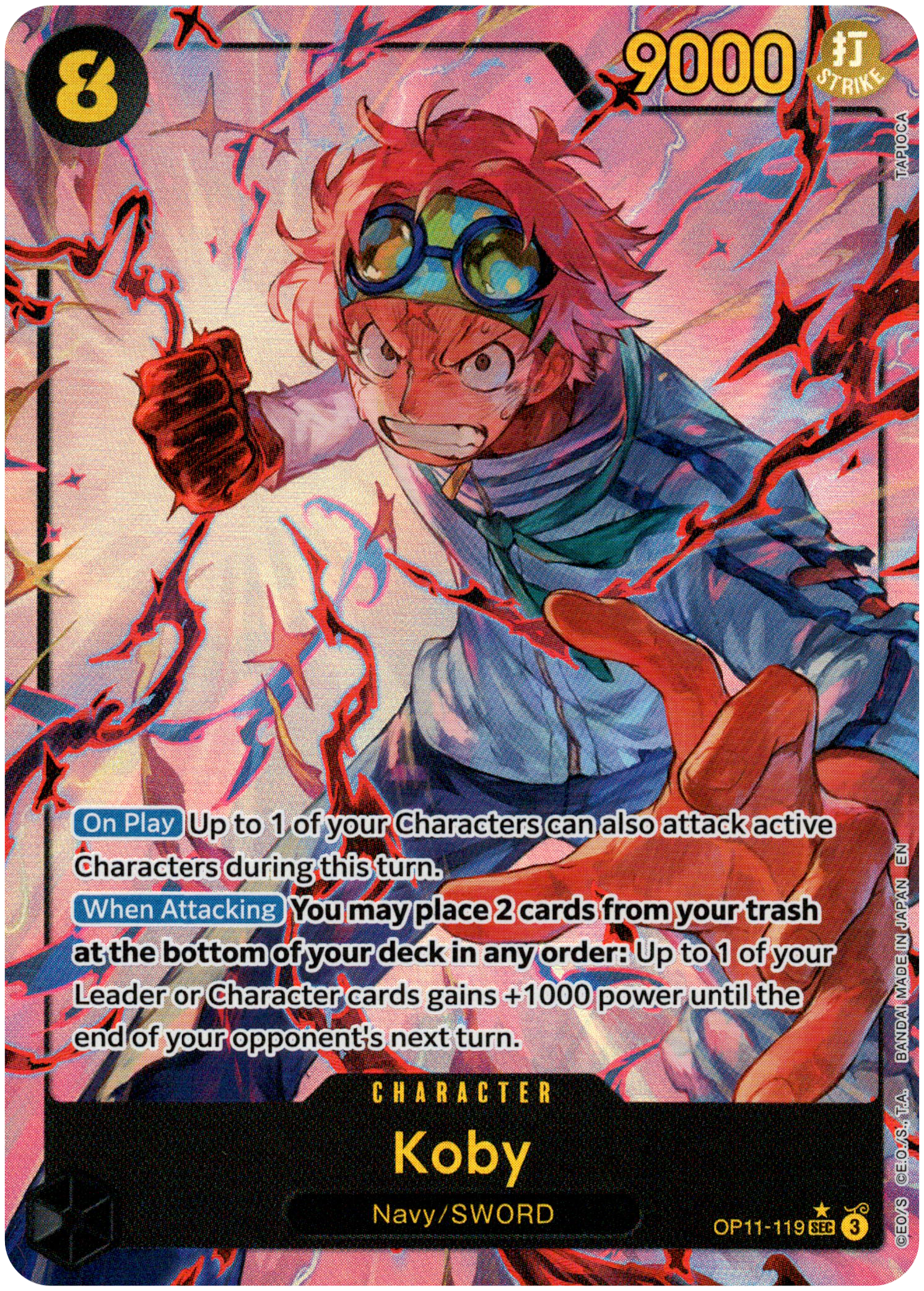 Koby Alternate Art - OP11-119 SEC - A Fist of Divine Speed - Foil - Card Cavern