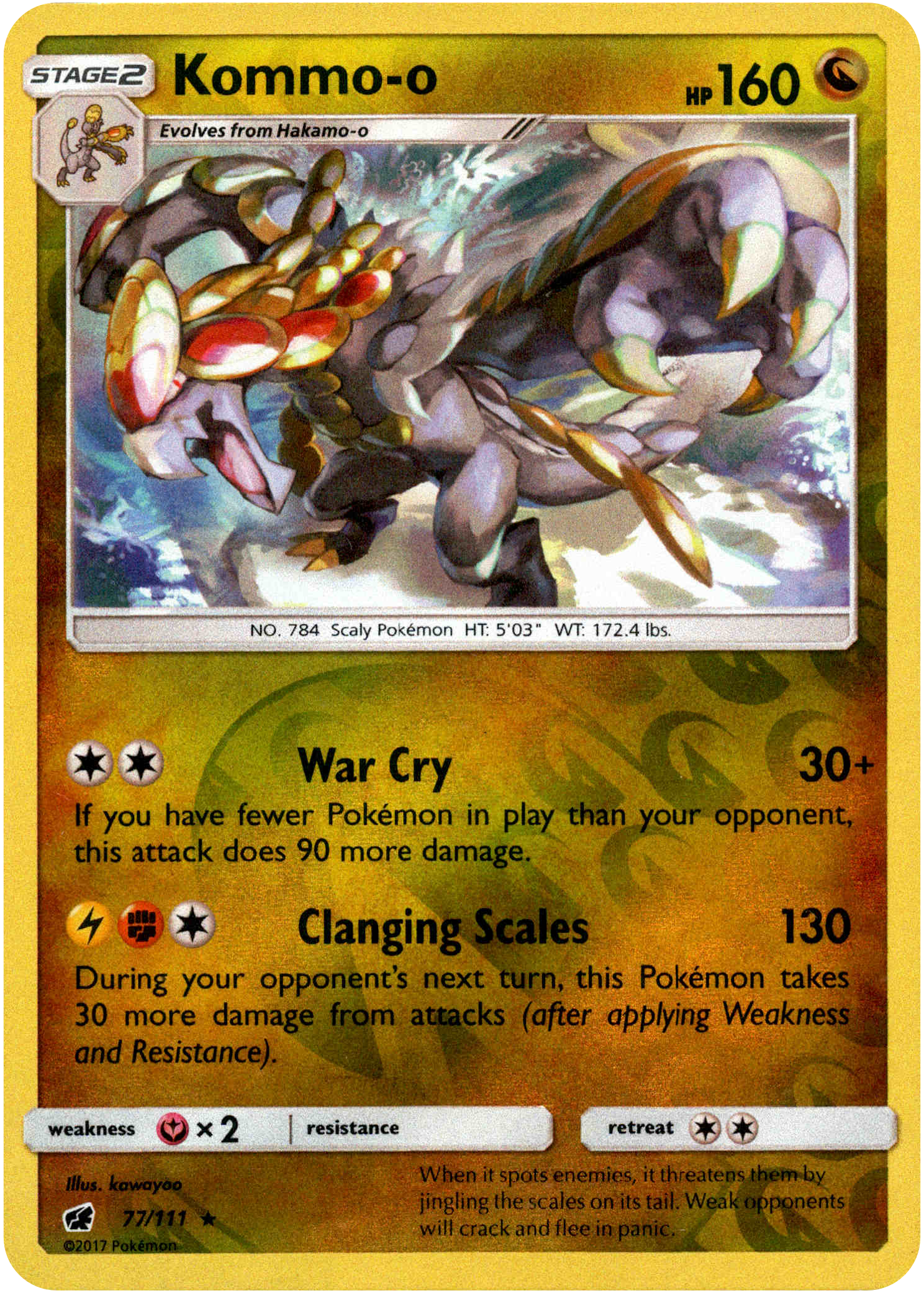 Kommo-o - 77/111 - Crimson Invasion - Reverse Holo - Card Cavern