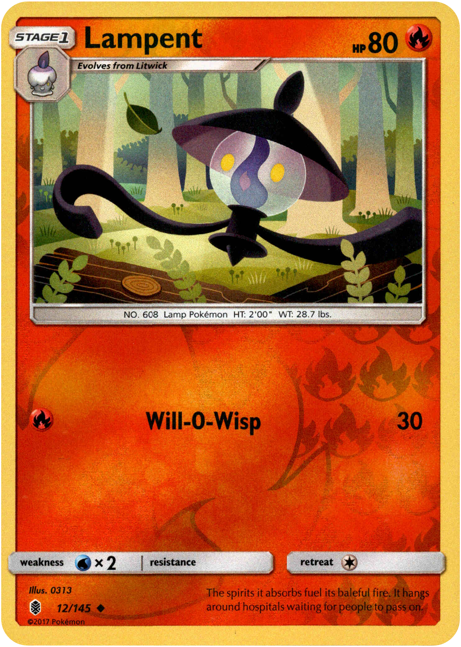 Lampent - 12/145 - Guardians Rising - Reverse Holo - Card Cavern
