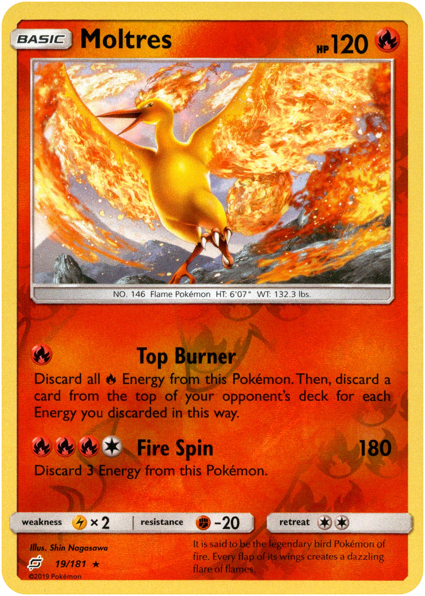 Moltres - 19/181 - Team Up - Reverse Holo - Card Cavern
