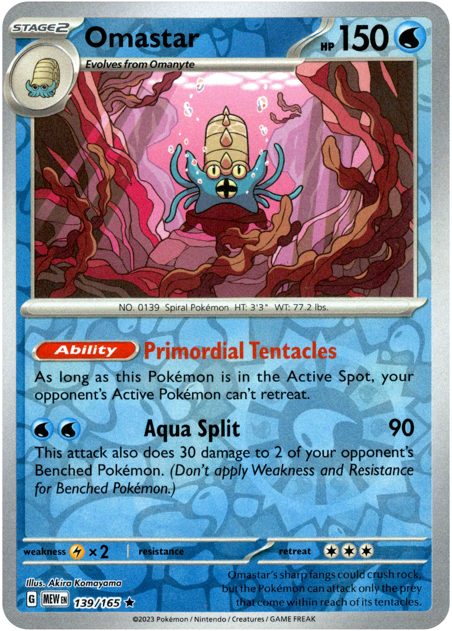 Omastar - 139/165 - Scarlet & Violet 151 - Reverse Holo - Card Cavern