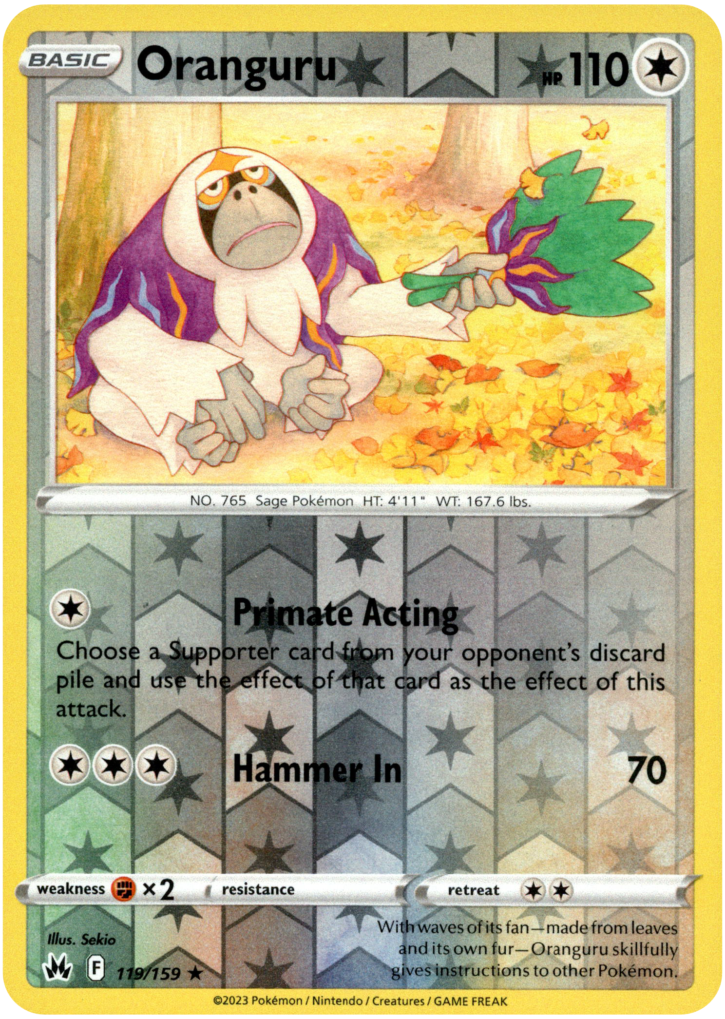 Oranguru - 119/159 - Crown Zenith - Reverse Holo - Card Cavern