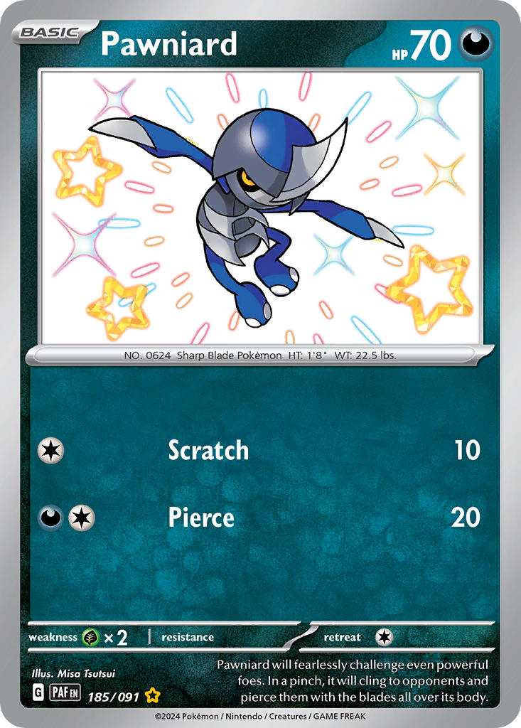 Pawniard - 185/091 - Paldean Fates - Holo - Card Cavern