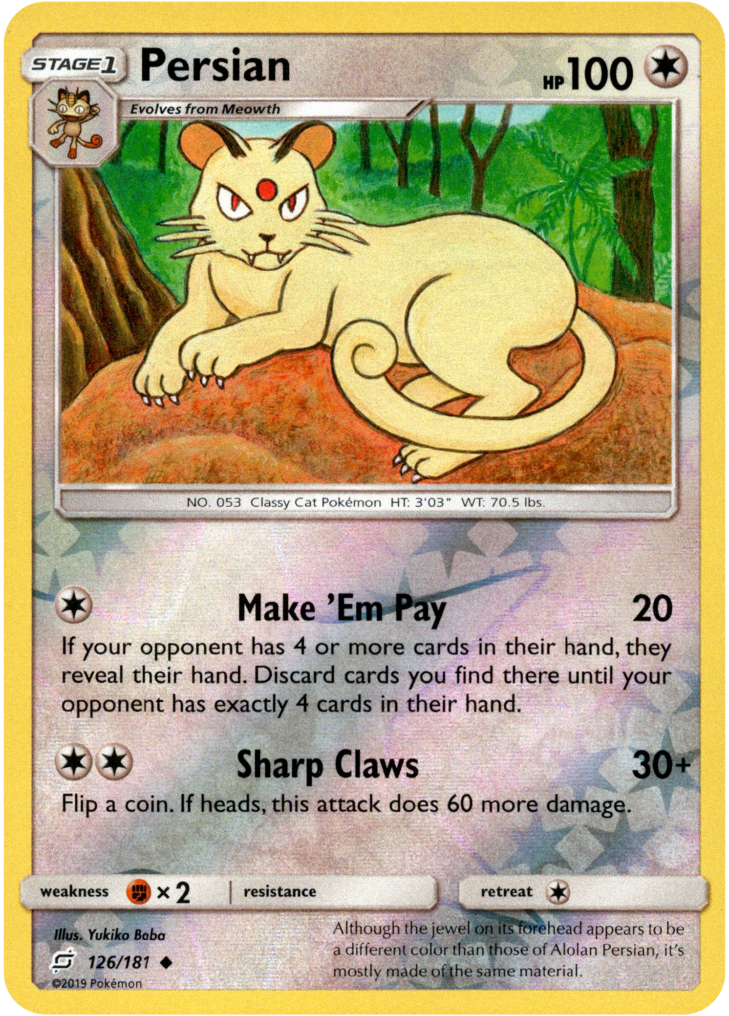 Persian - 126/181 - Team Up - Reverse Holo - Card Cavern