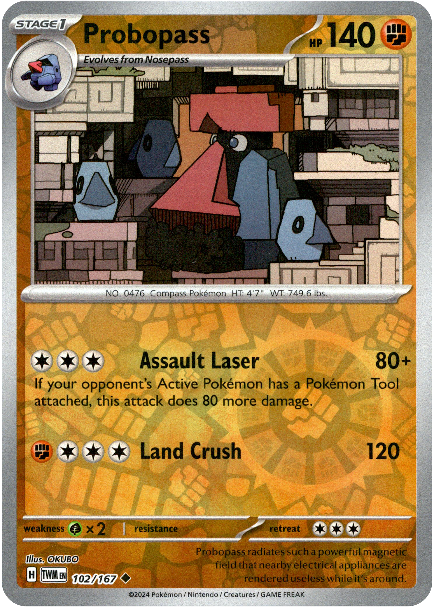 Probopass - 102/167 - Twilight Masquerade - Reverse Holo - Card Cavern