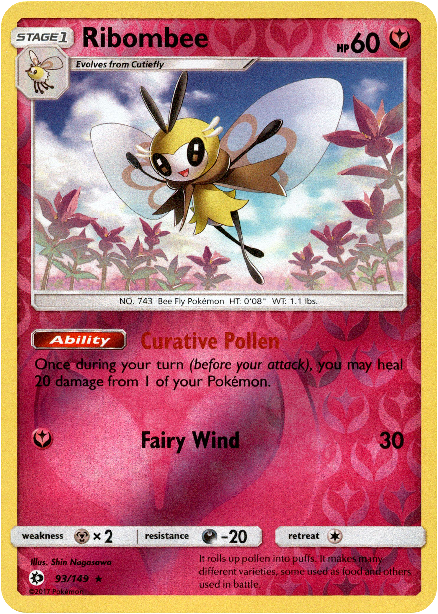 Ribombee - 93/149 - Sun & Moon - Reverse Holo - Card Cavern