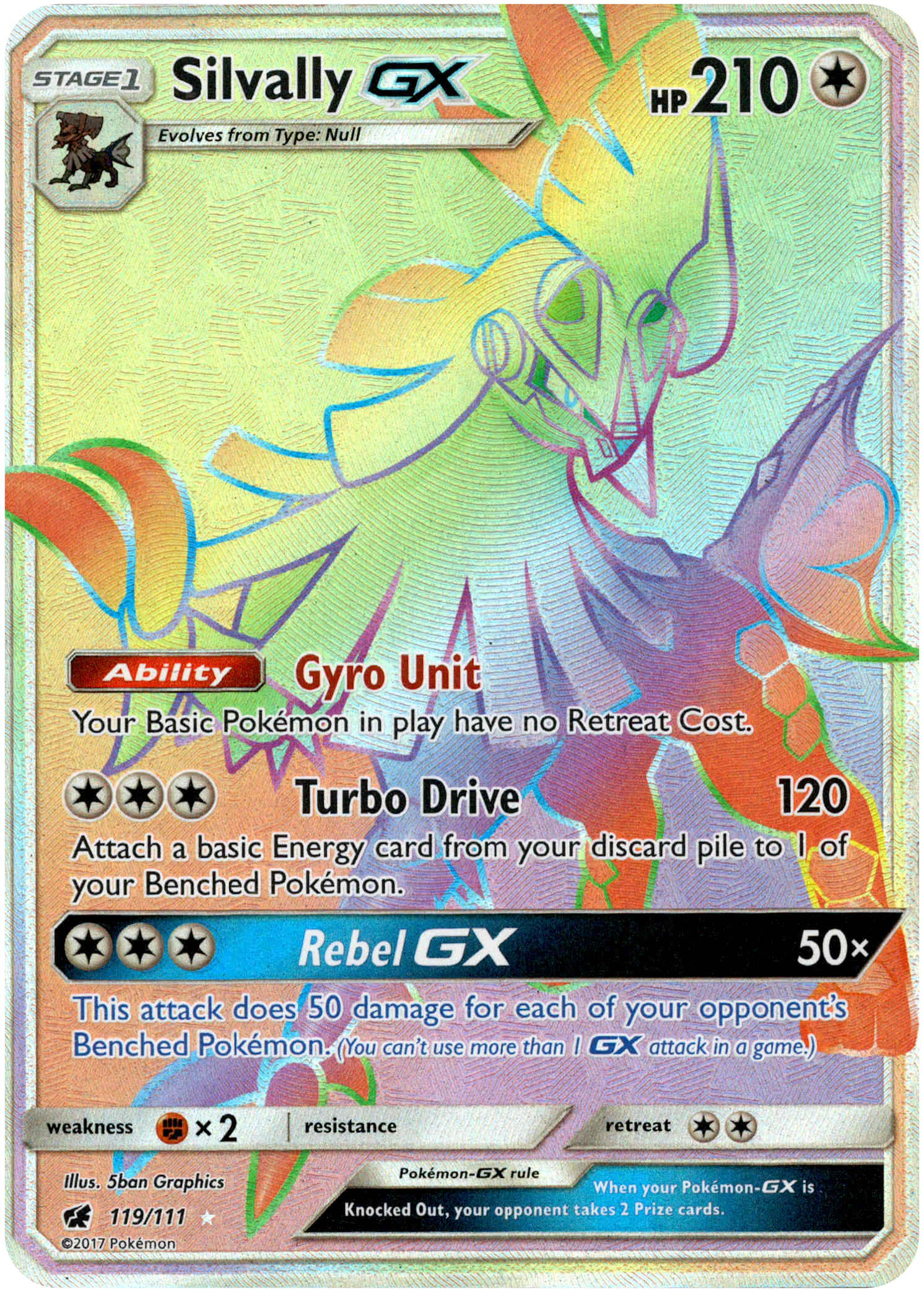 Silvally GX Hyper Rare - 119/111 - Crimson Invasion - Holo - Card Cavern