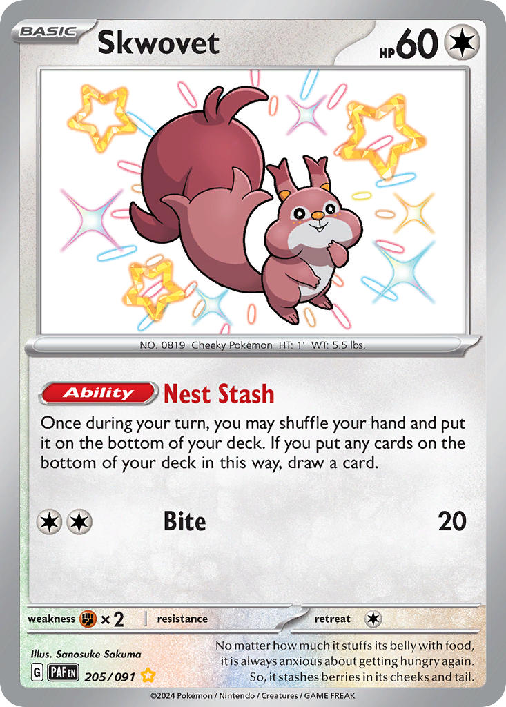 Skwovet - 205/091 - Paldean Fates - Holo - Card Cavern