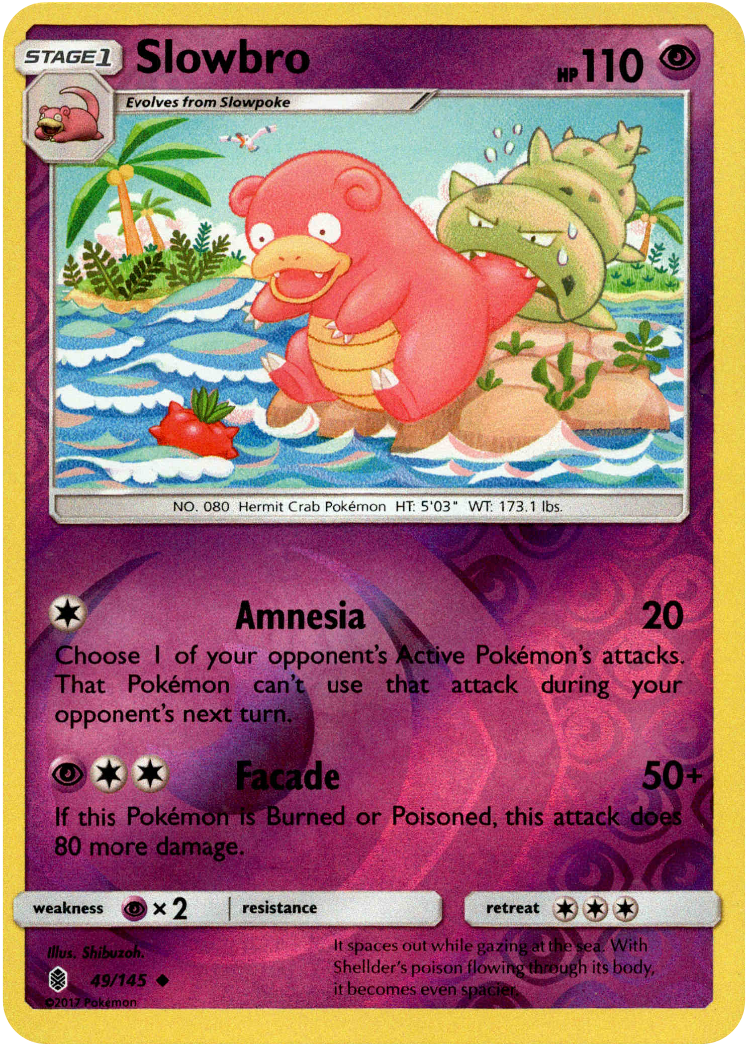 Slowbro - 49/145 - Guardians Rising - Reverse Holo - Card Cavern