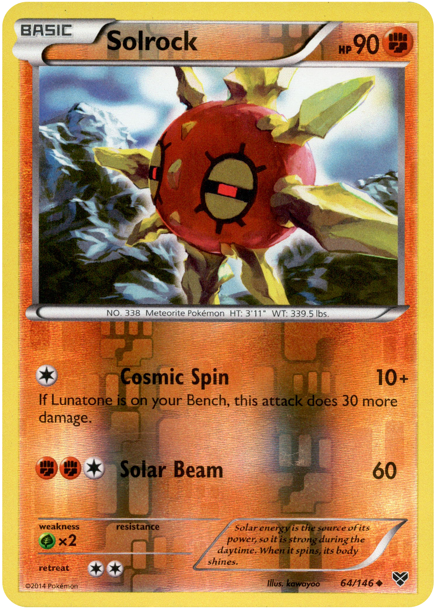 Solrock - 64/146 - XY Base - Reverse Holo - Card Cavern