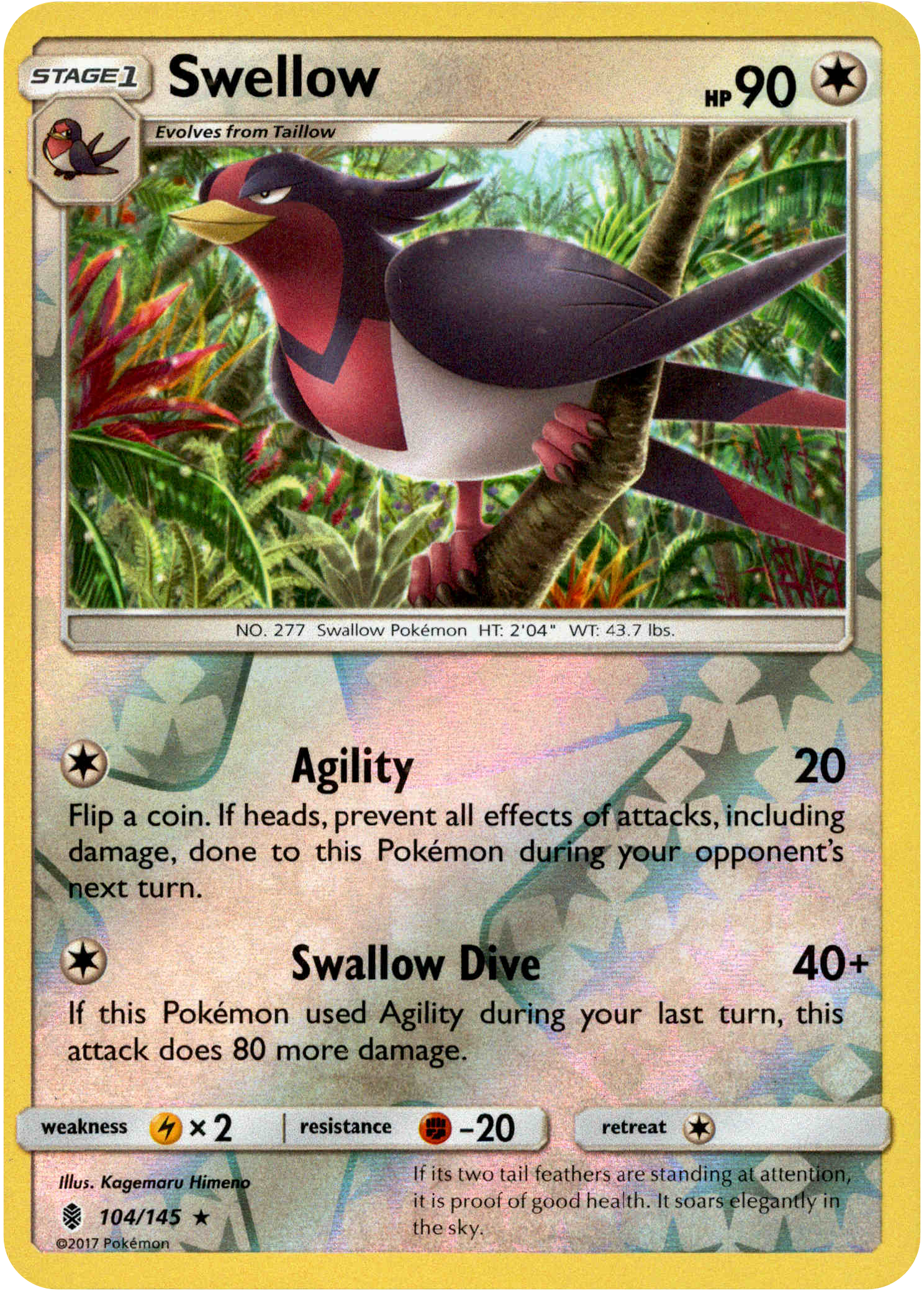 Swellow - 104/145 - Guardians Rising - Reverse Holo - Card Cavern