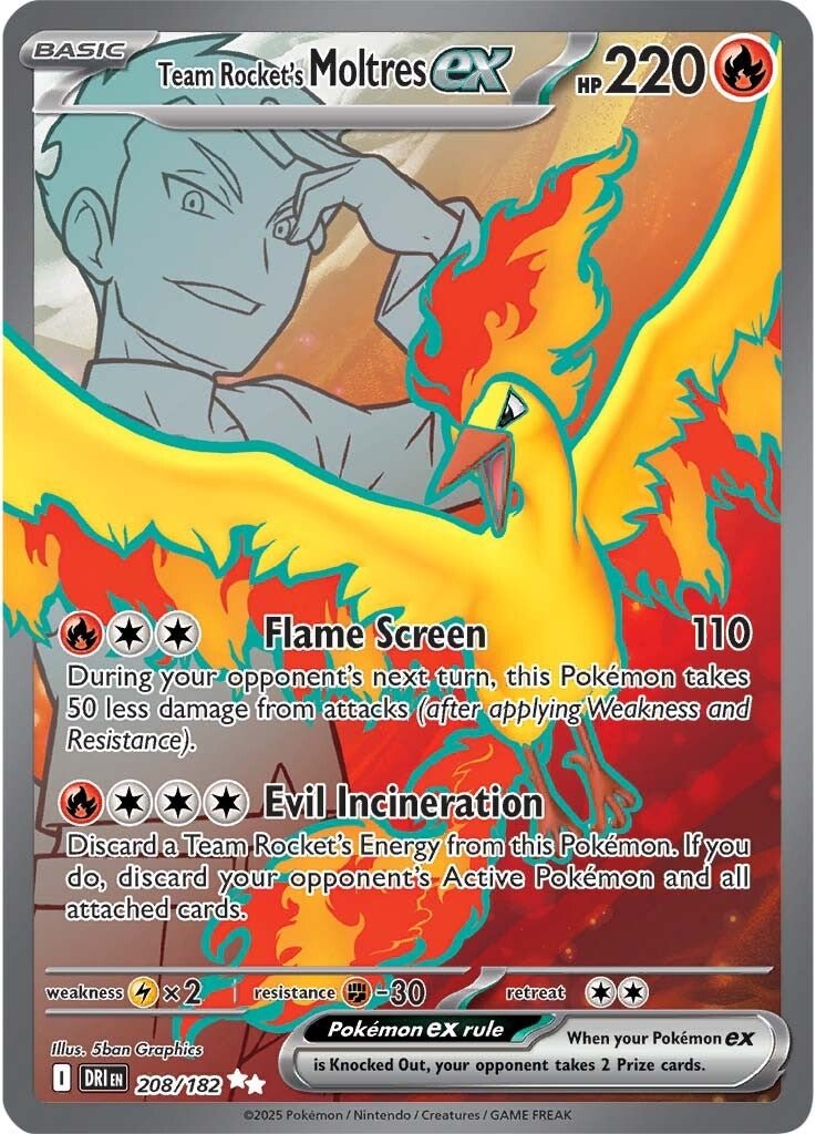 moltres pokemon card holographic Team Rocket's Moltres ex - 208/182 - Destined Rivals