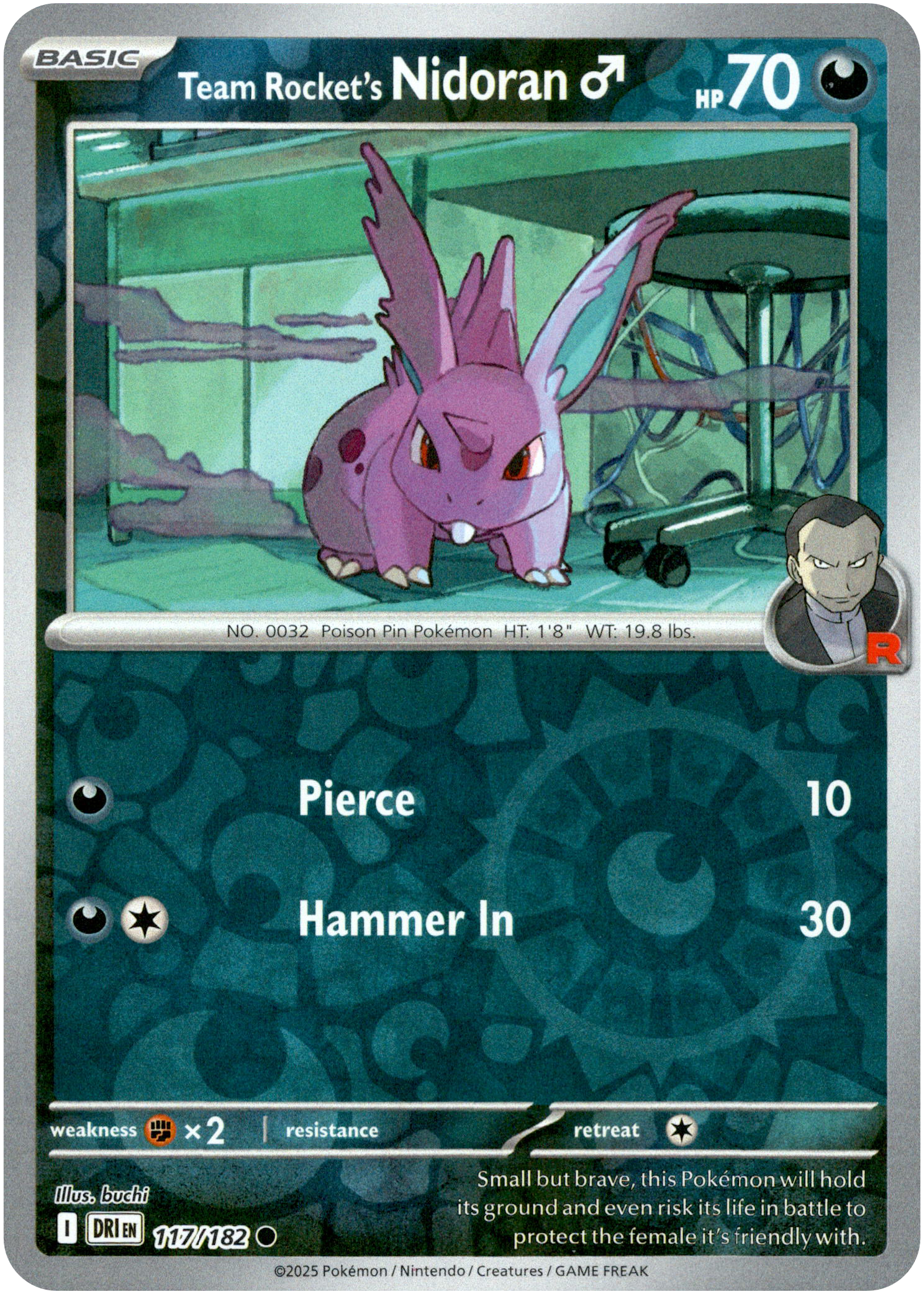 Team Rocket's Nidoran - 117/182 - Destined Rivals - Reverse Holo - Card Cavern