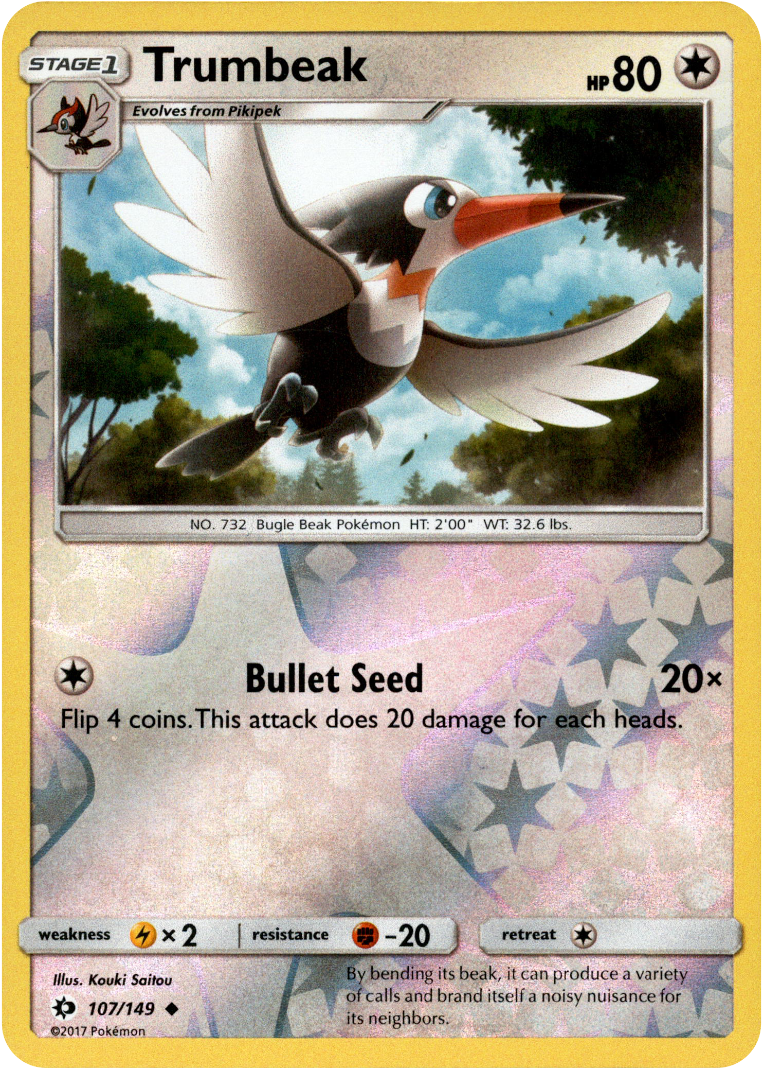 Trumbeak - 107/149 - Sun & Moon - Reverse Holo - Card Cavern