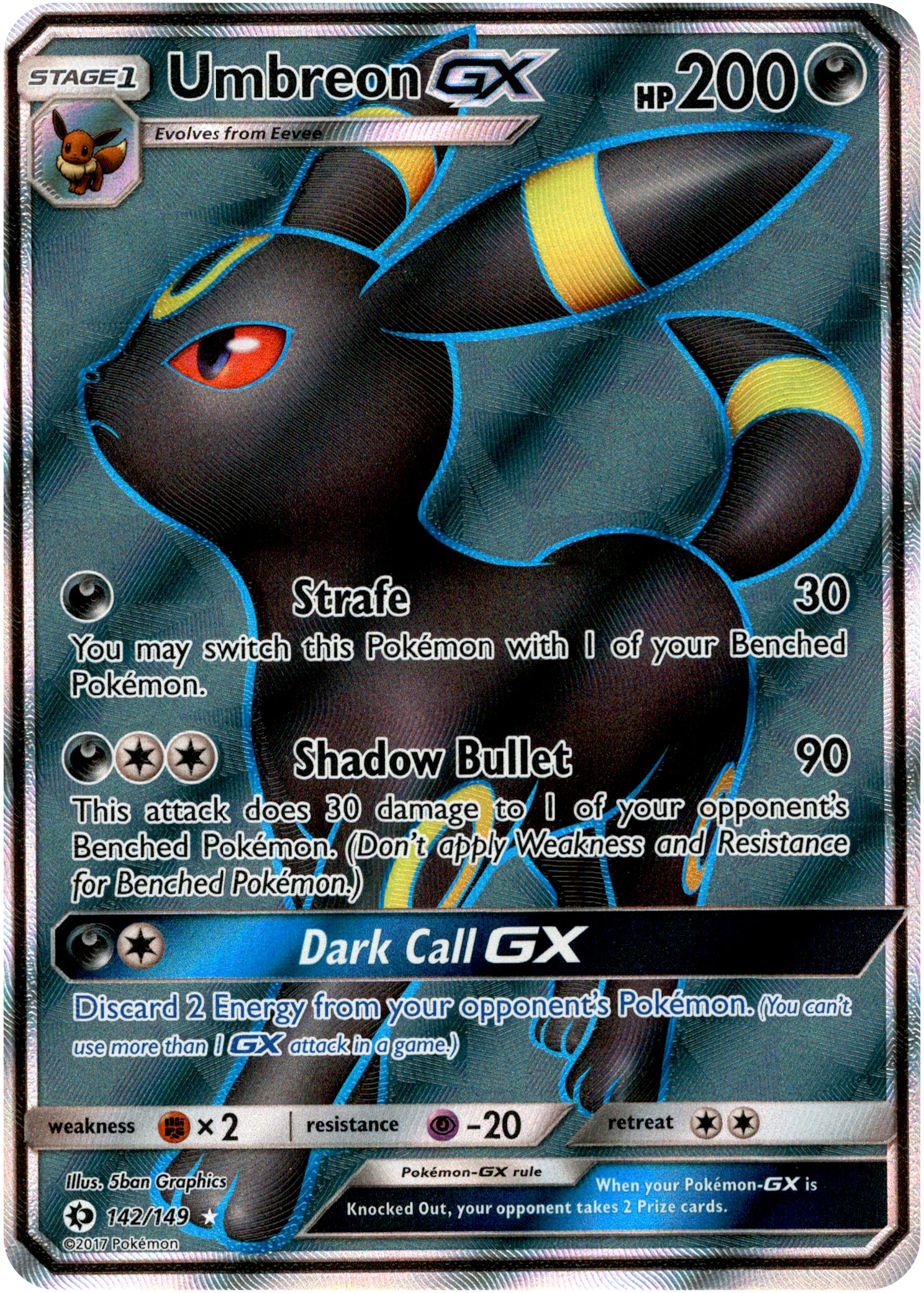Umbreon GX Full Art - 142/149 - Sun & Moon - Holo - Card Cavern