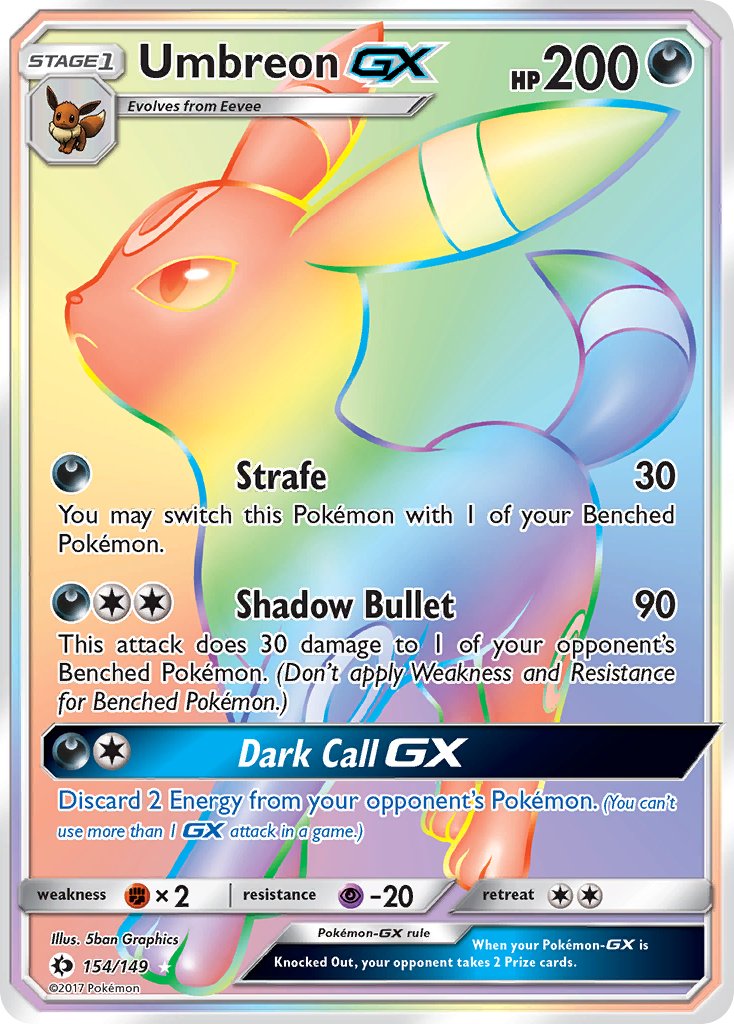 Umbreon GX Hyper Rare - 154/149 - Sun & Moon - Holo - Card Cavern