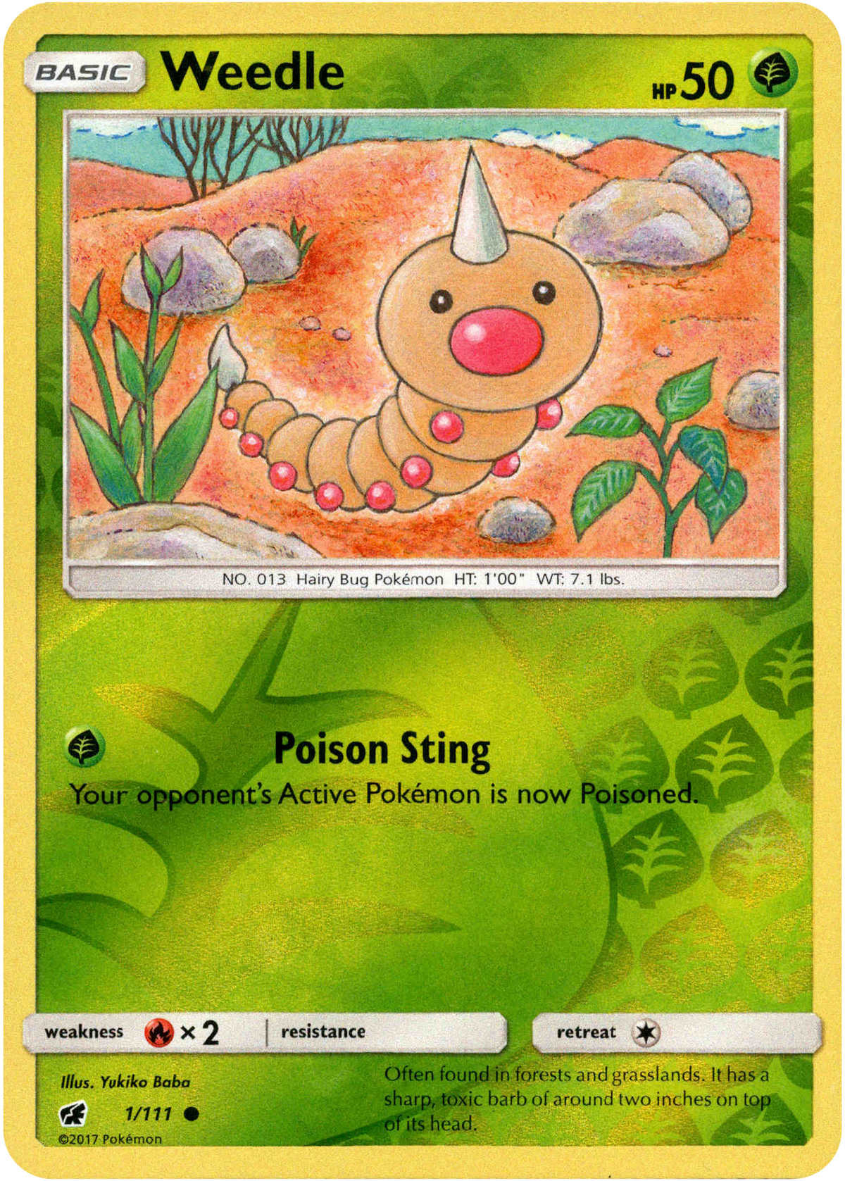 Weedle - 1/111 - Crimson Invasion - Reverse Holo - Card Cavern