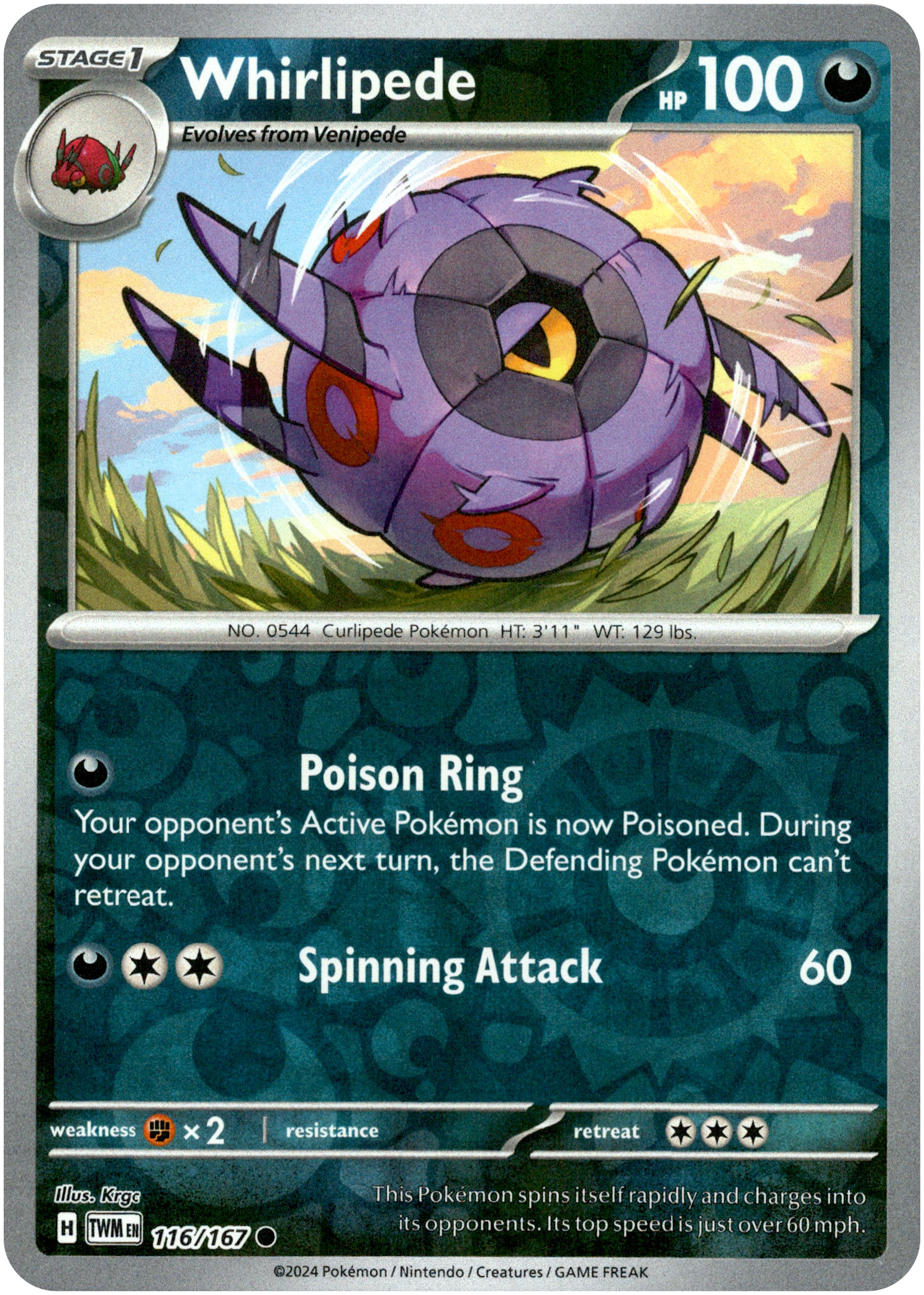Whirlipede - 116/167 - Twilight Masquerade - Reverse Holo - Card Cavern