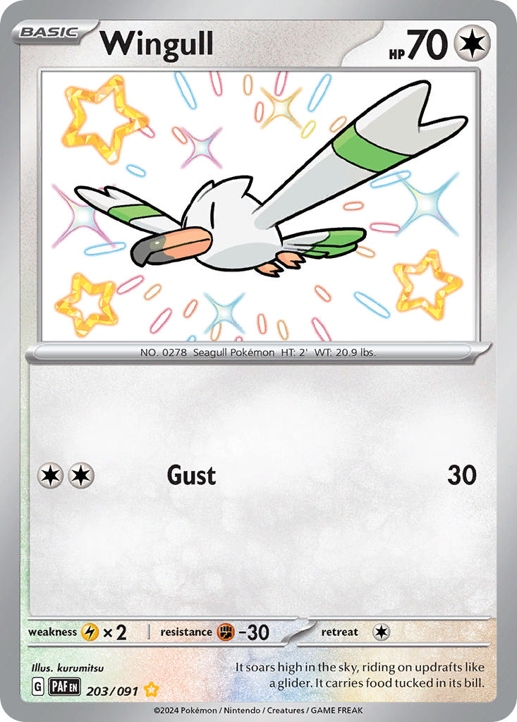 Wingull - 203/091 - Paldean Fates - Holo - Card Cavern