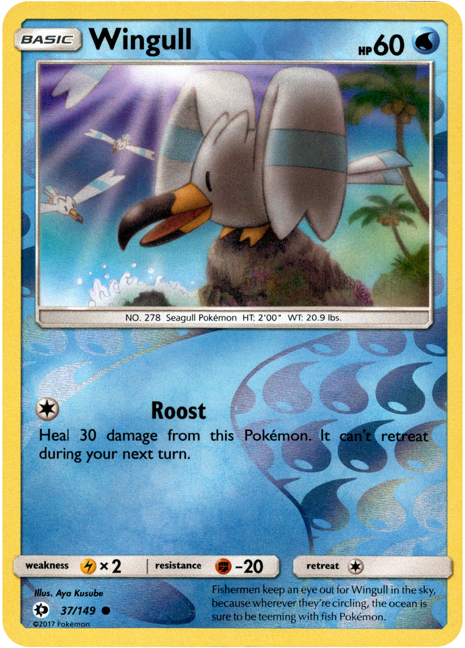 Wingull - 37/149 - Sun & Moon - Reverse Holo - Card Cavern