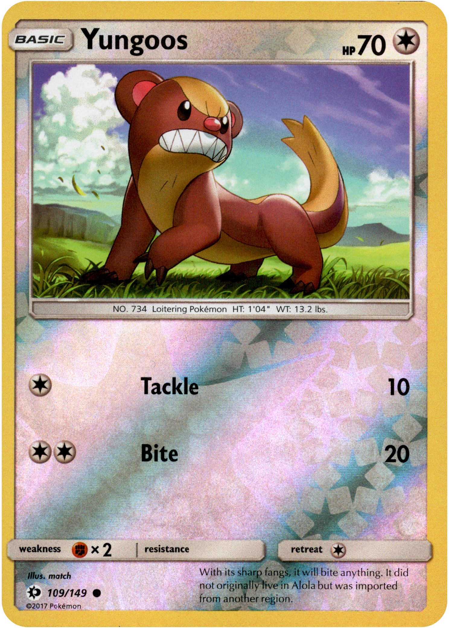Yungoos - 109/149 - Sun & Moon - Reverse Holo - Card Cavern