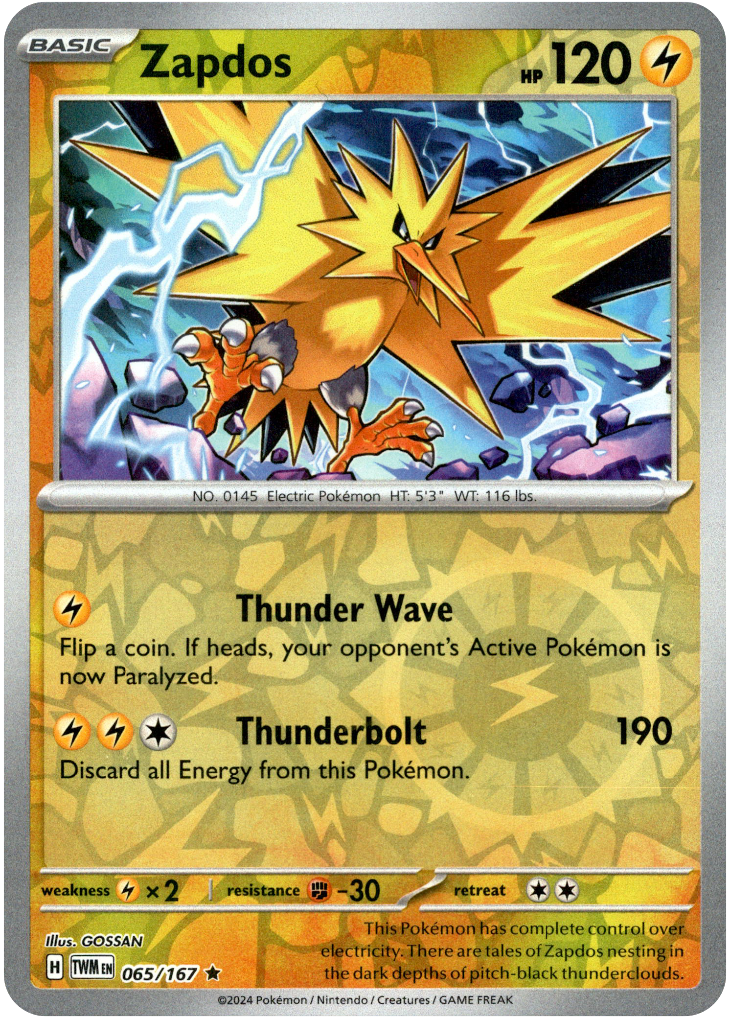 Zapdos - 065/167 - Twilight Masquerade - Reverse Holo - Card Cavern