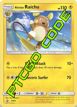 Alolan Raichu SM65 PTCGO Code - Card Cavern