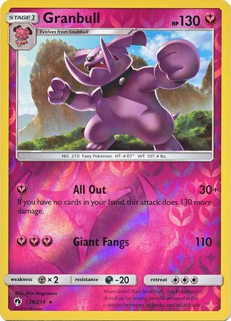 Pokemon Trading Card Game Sun & Moon Lost Thunder Rare Granbull #138