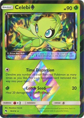 celebi pokemon card holographic Pokemon Sun & Moon Lost Thunder Holo Rare Celebi Prism Star #19