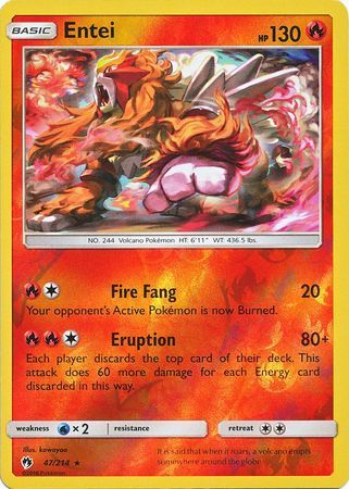Entei 047/214 - SM Lost Thunder Reverse Holofoil Entei 047/214 - SM Lost Thunder Reverse Holofoil