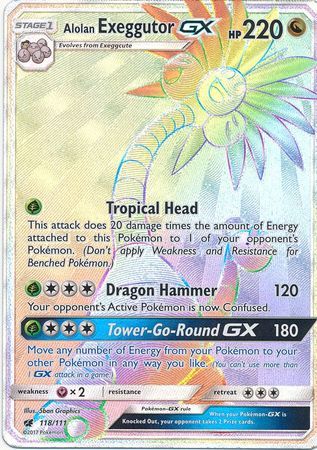 Alolan Exeggcutor GX Hyper Rare - 118/111 - Crimson Invasion - Holo - Card Cavern