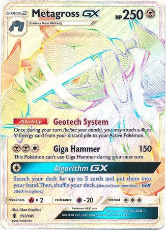 Metagross GX Hyper Rare - 157/145 - Guardians Rising - Holo Metagross GX Hyper Rare - 157/145 - Guardians Rising - Holo
