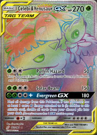 Celebi & Venusaur GX Hyper Rare - 182/181 - Team Up