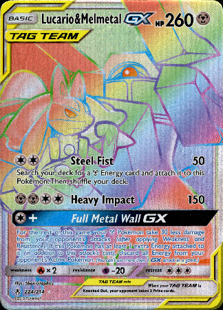 4000 pokemon cards Lucario & Melmetal GX Hyper Rare - 224/214 - Unbroken Bonds