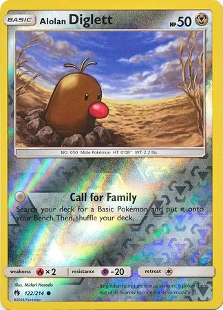 Alolan Diglett - 122/214 - Lost Thunder - Reverse Holo Card Cavern Trading Cards, LLC Alolan Diglett - 122/214 - Lost Thunder - Reverse Holo Card Cavern Trading Cards, LLC