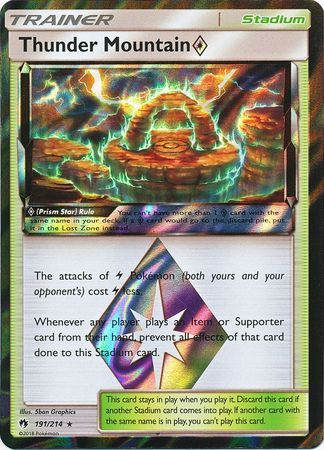 Pokemon Trading Card Game Lost Thunder Rare Holo Thunder Mountain Prism Star #191