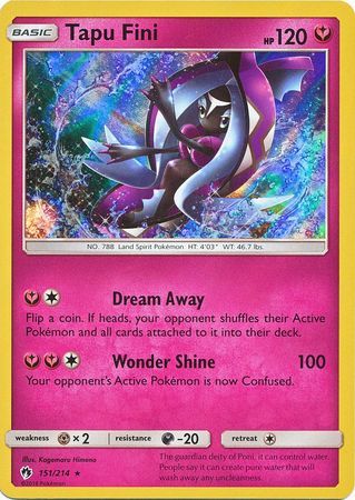 all the tapu pokemon cards 2018 Pokemon Lost Thunder Tapu Fini 151/214 - Reverse Holo - CGC8.5