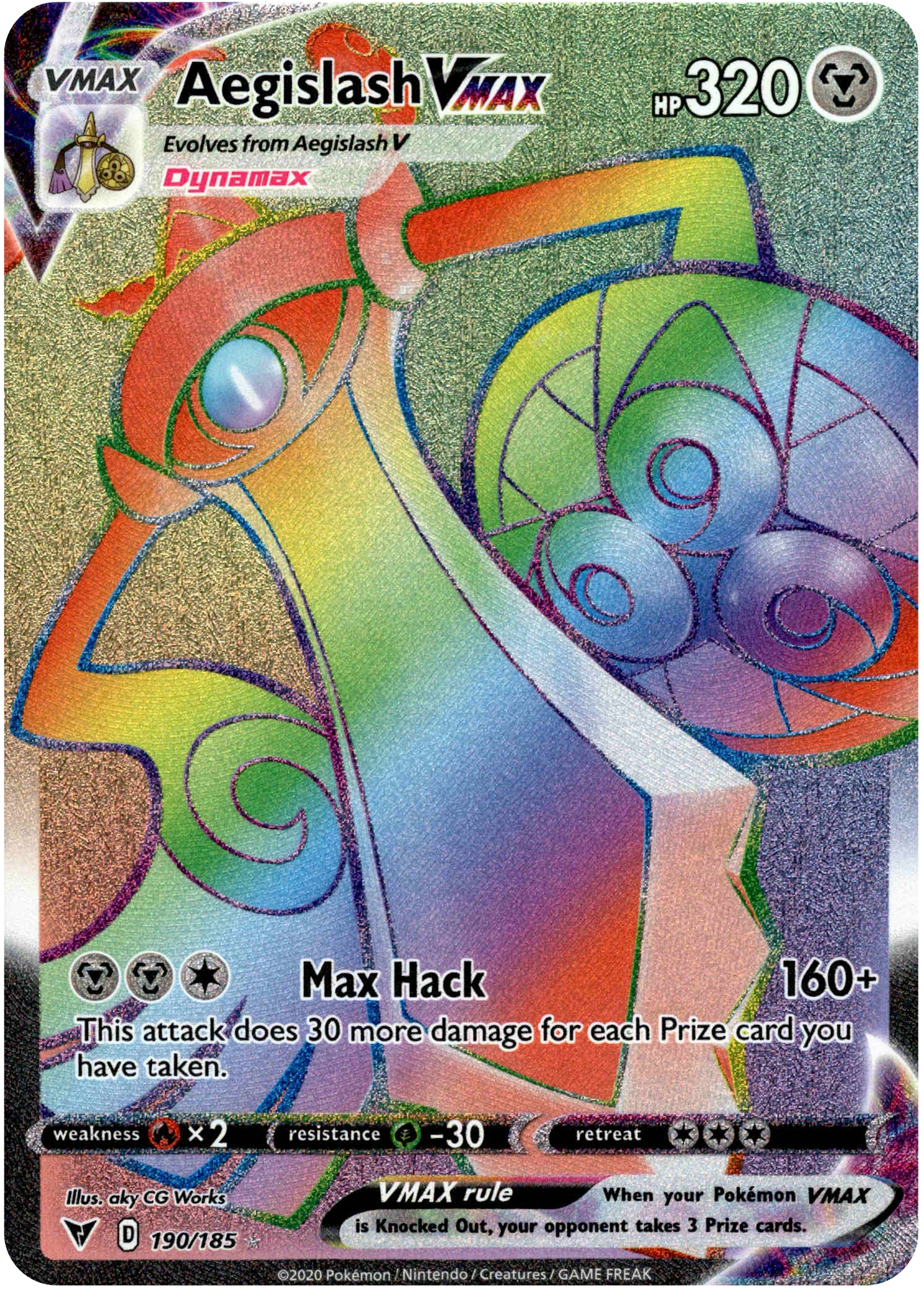 Aegislash VMAX Hyper Rare - 190/185 - Vivid Voltage - Holo - Card Cavern