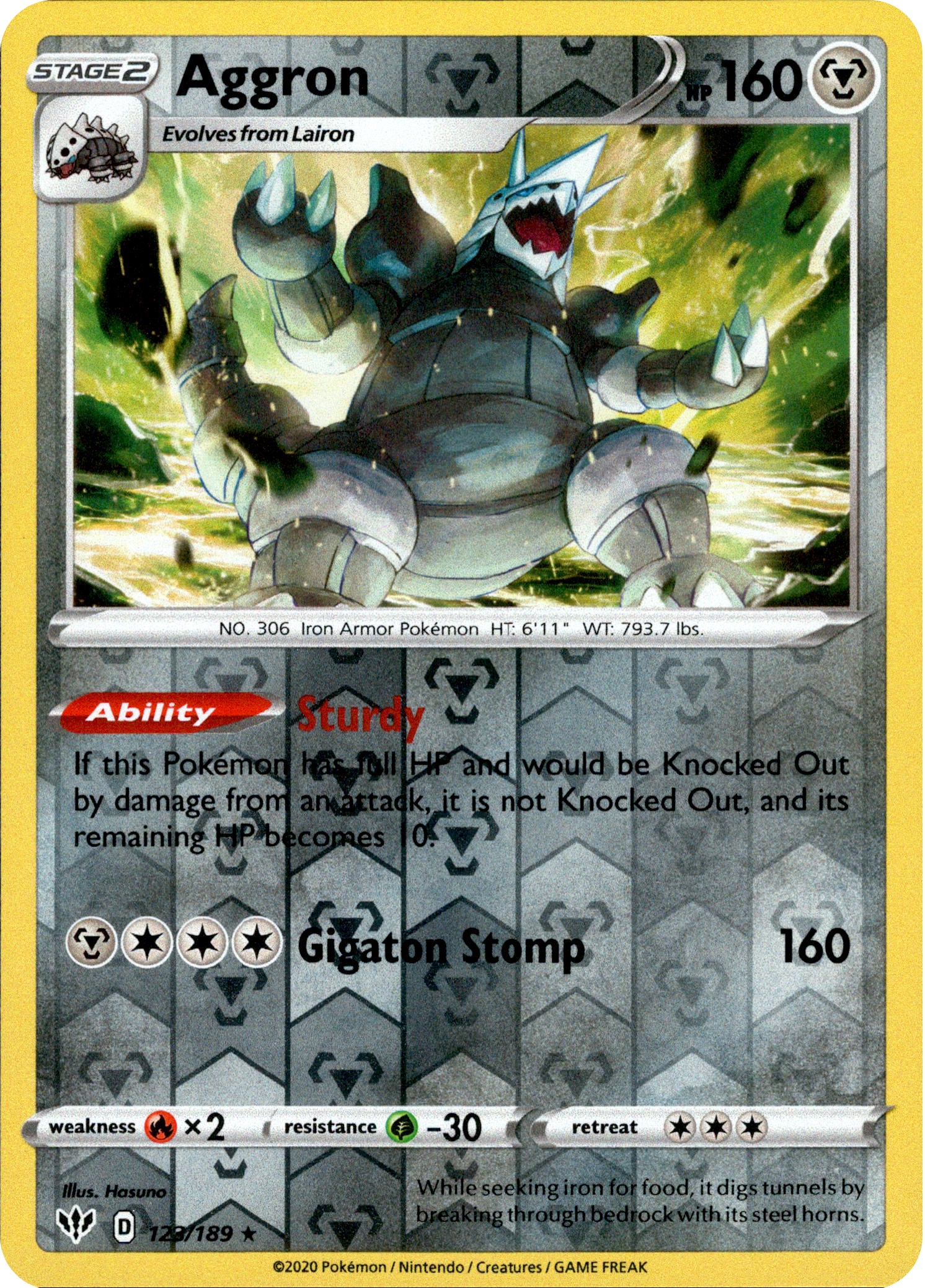 Aggron - 123/189 - Darkness Ablaze - Reverse Holo - Card Cavern