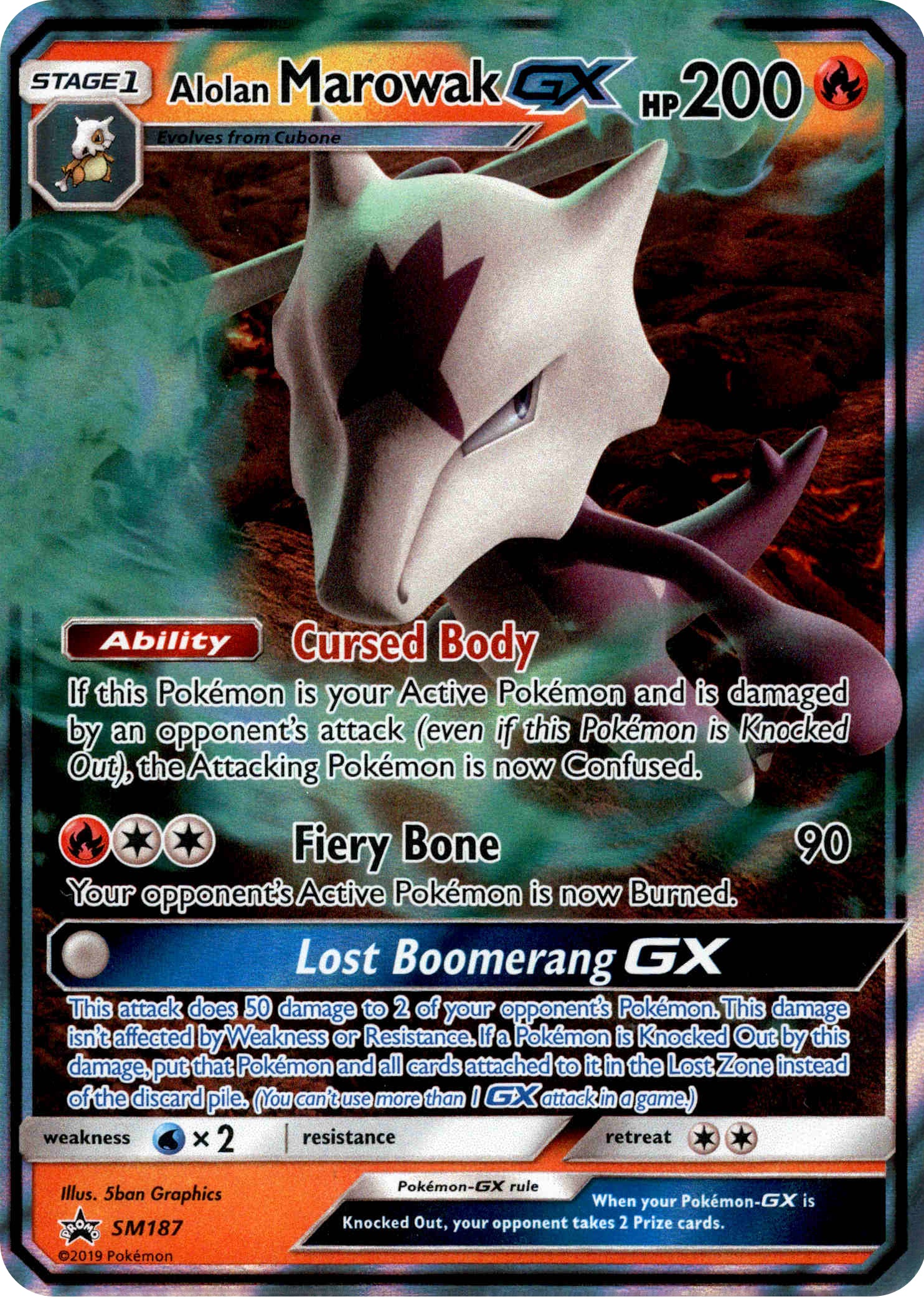 Alolan Marowak GX - SM187 - Jumbo Card - Card Cavern