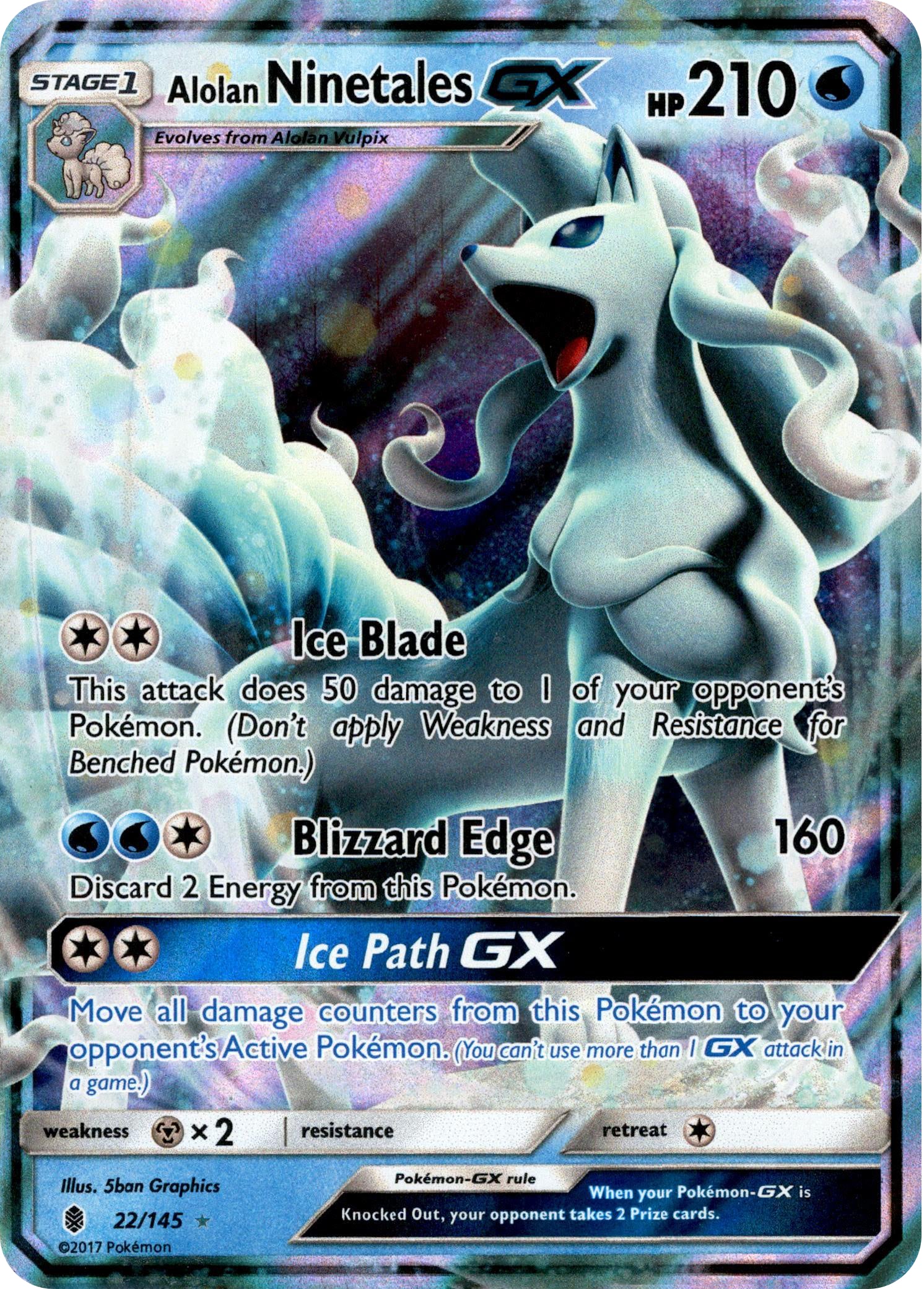 Alolan Ninetales GX - 22/145 - Guardians Rising - Holo - Card Cavern