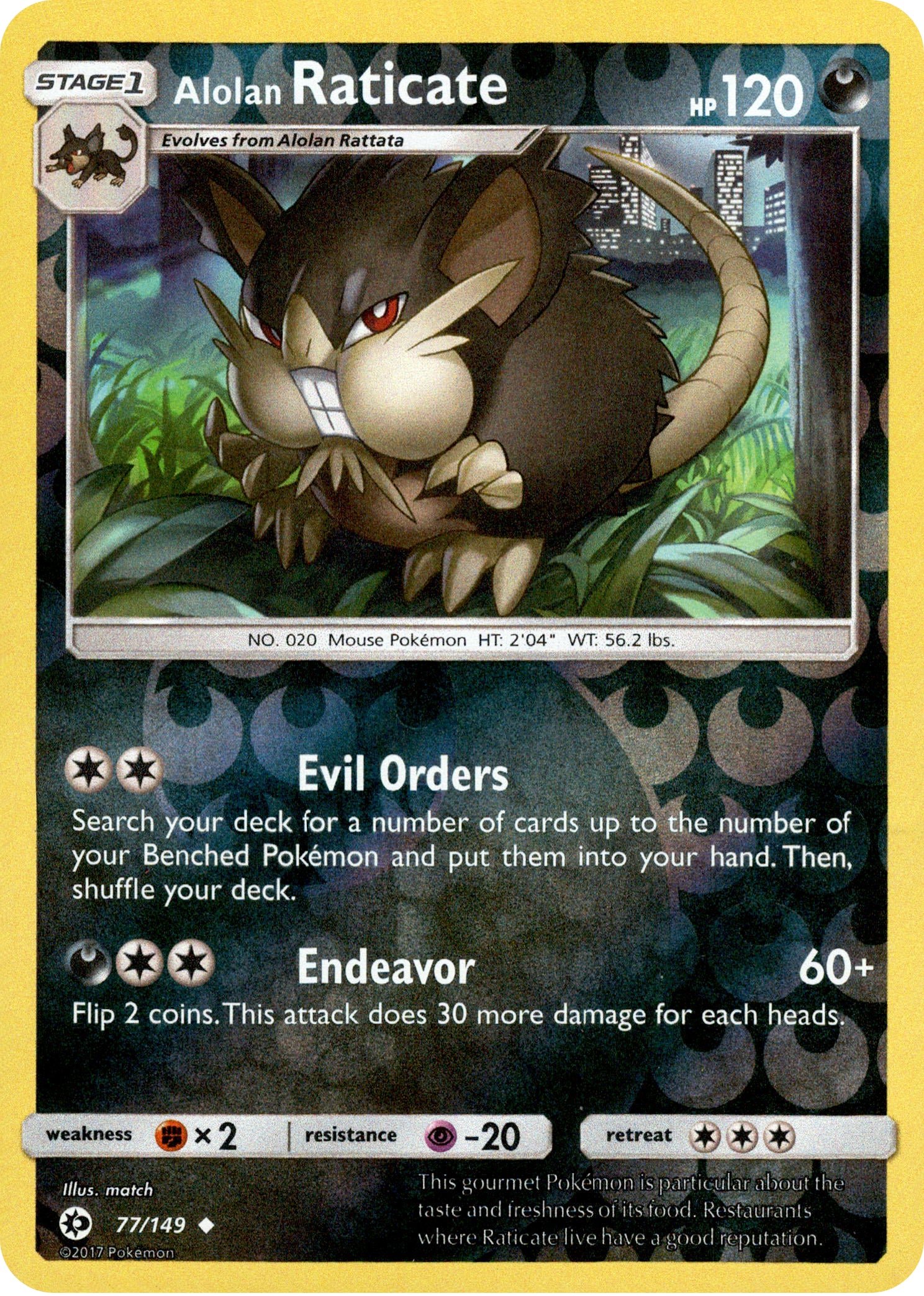 Alolan Raticate - 77/149 - Sun & Moon - Reverse Holo - Card Cavern