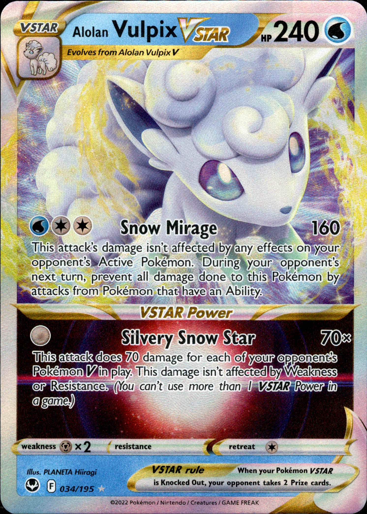 Alolan Vulpix VSTAR - 034/195 - Silver Tempest - Holo - Card Cavern