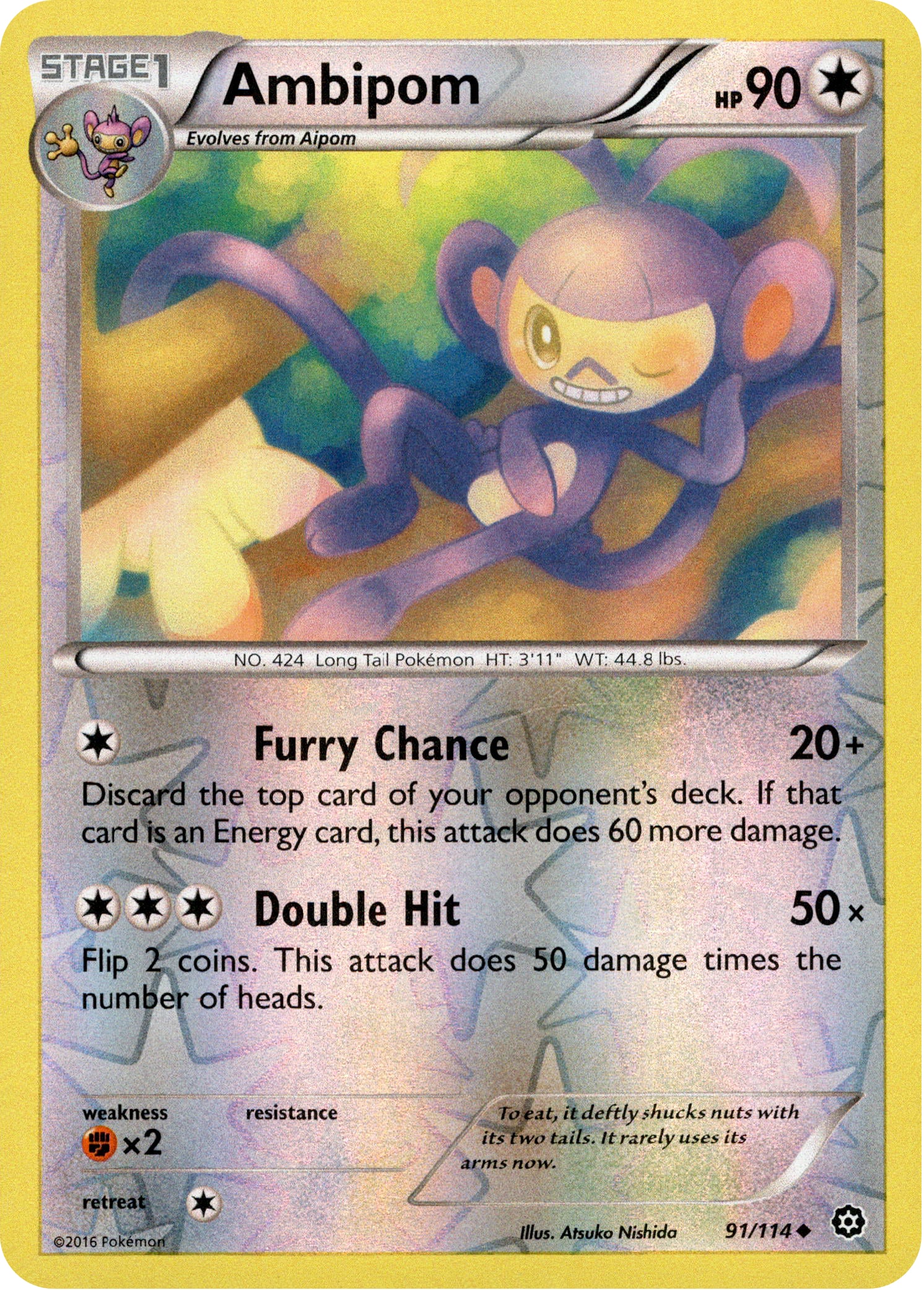 Ambipom - 91/114 - Steam Siege - Reverse Holo - Card Cavern