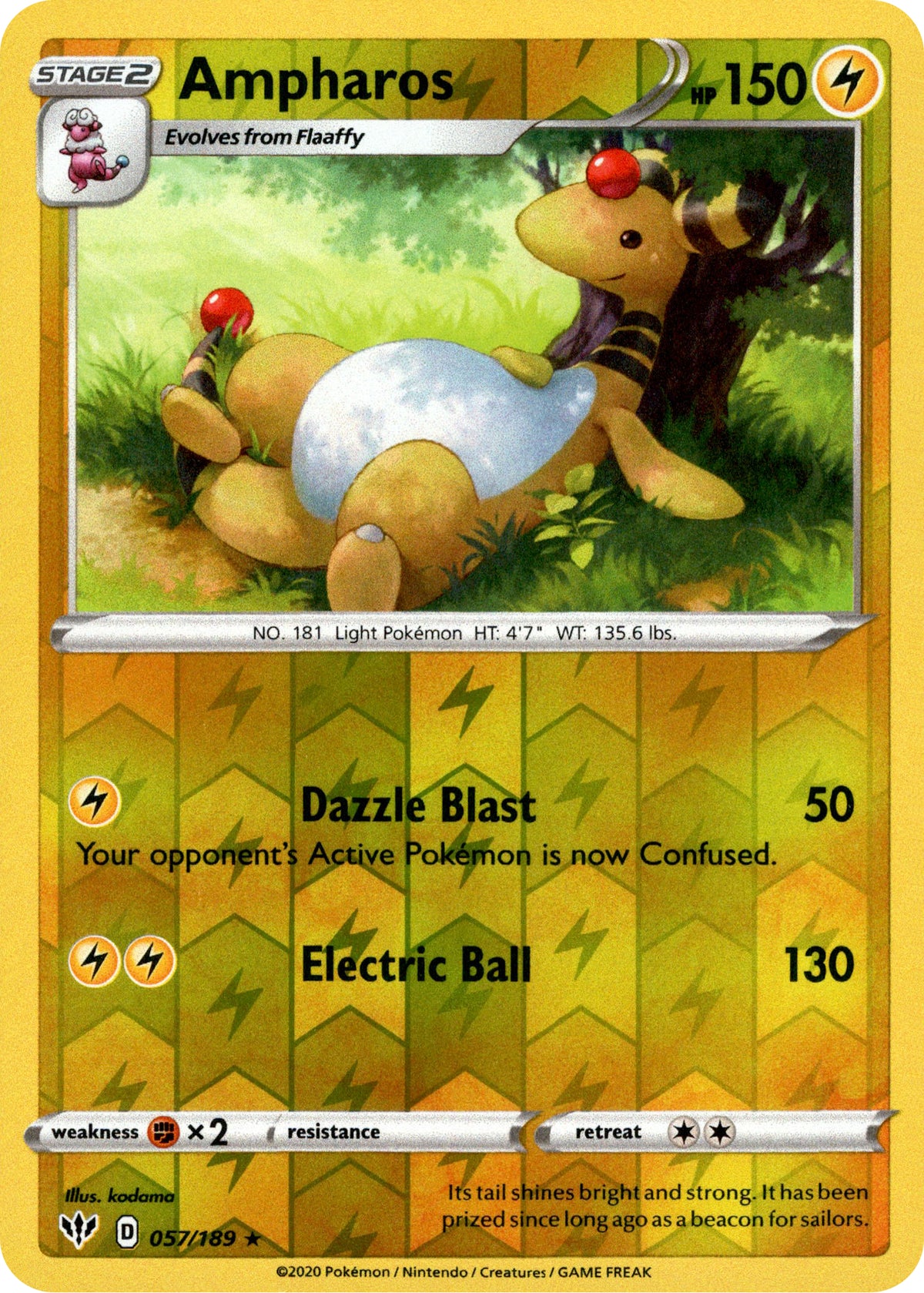 Ampharos - 57/189 - Darkness Ablaze - Reverse Holo - Card Cavern