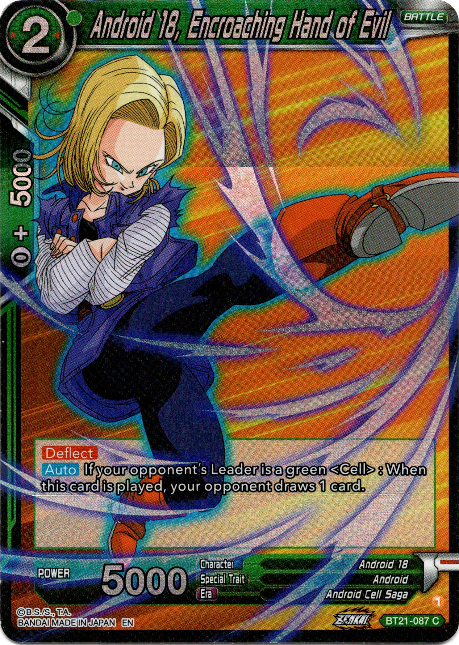 Android 18, Encroaching Hand of Evil - BT21-087 - Wild Resurgence - Foil - Card Cavern
