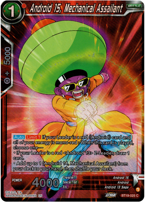 Android 15, Mechanical Assailant - BT19-025 - Fighter's Ambition - Foil - Card Cavern