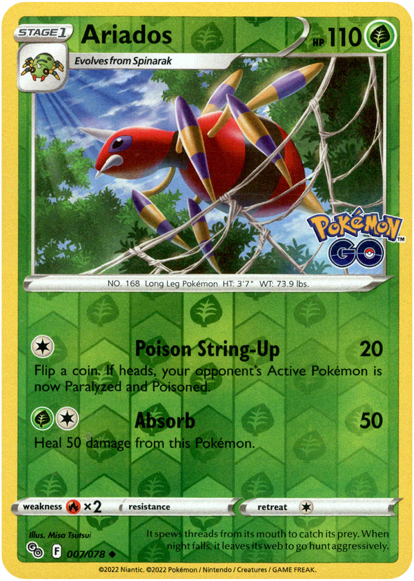 Ariados - 007/078 - Pokemon Go - Reverse Holo - Card Cavern