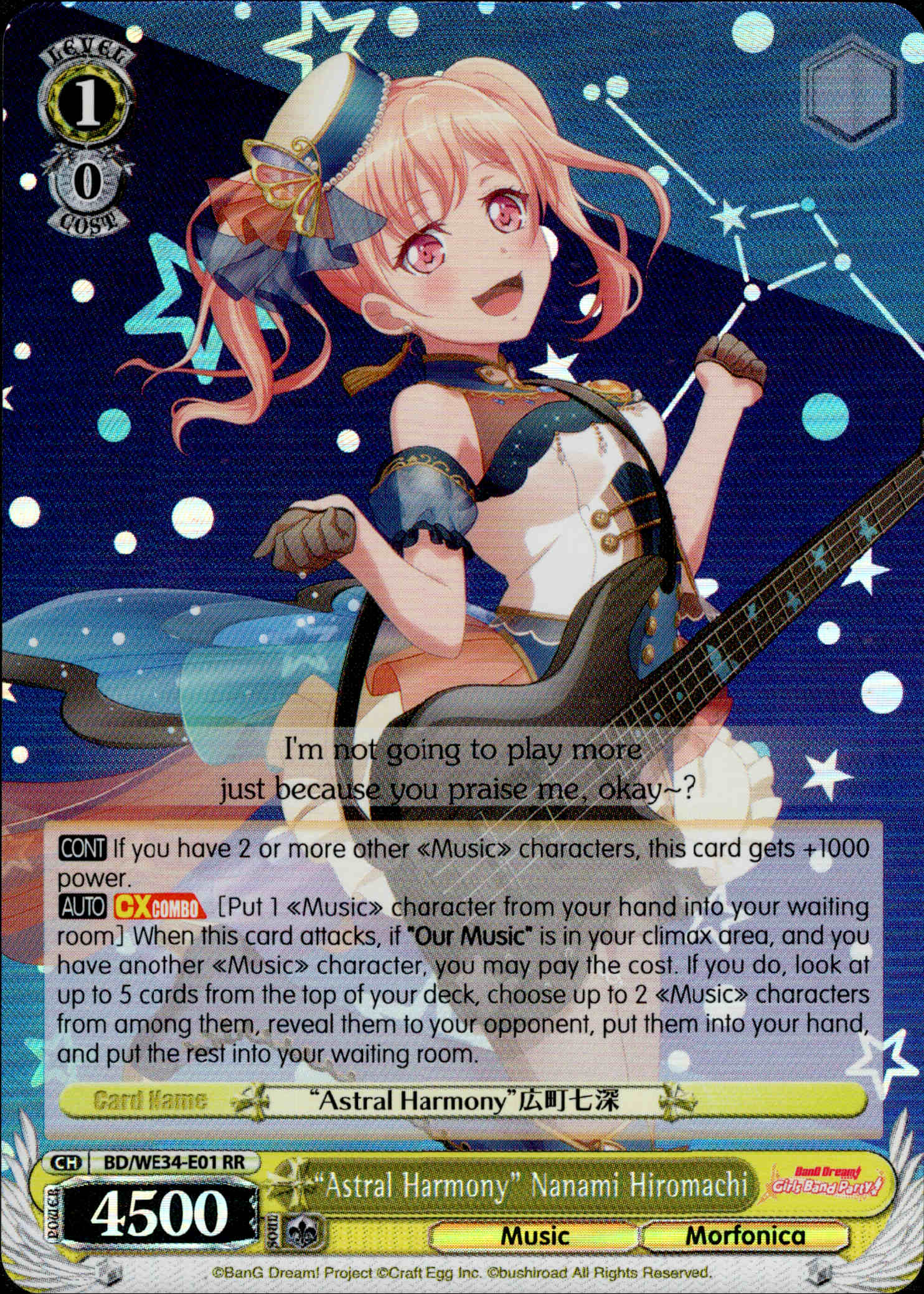 "Astral Harmony" Nanami Hiromachi - BD/WE34-E01 - Morfonica×RAISE A SUILEN - Parallel - Card Cavern